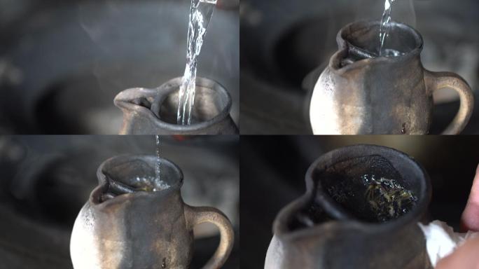 老茶壶炭火烧水烧茶茶碗茶水茶叶A015