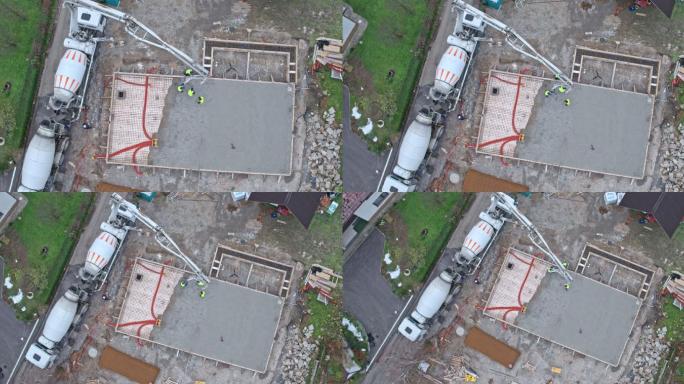 在建筑工地浇筑建筑物地基