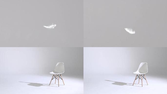 质感羽毛飘落白色椅子光影