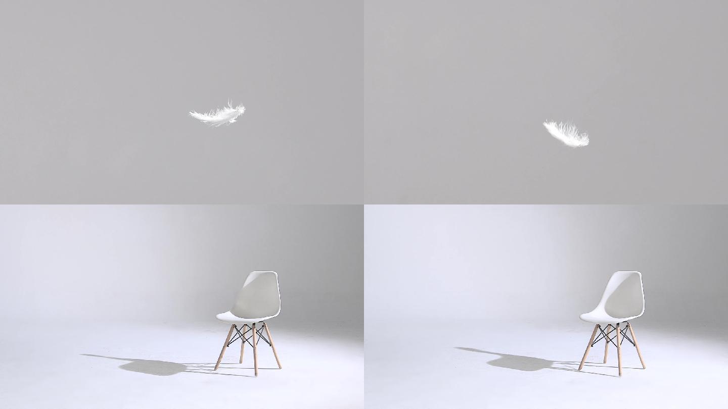 质感羽毛飘落白色椅子光影