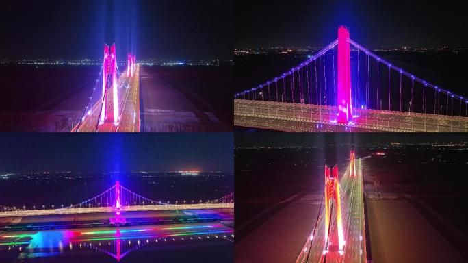 济南凤凰黄河大桥灯光秀夜景