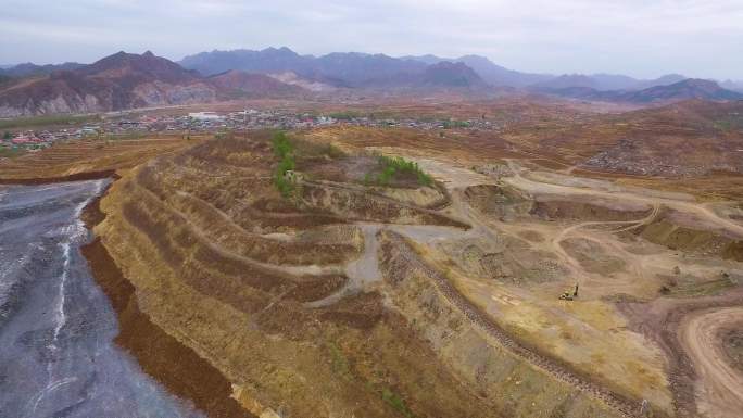 航拍矿山矿坑采矿