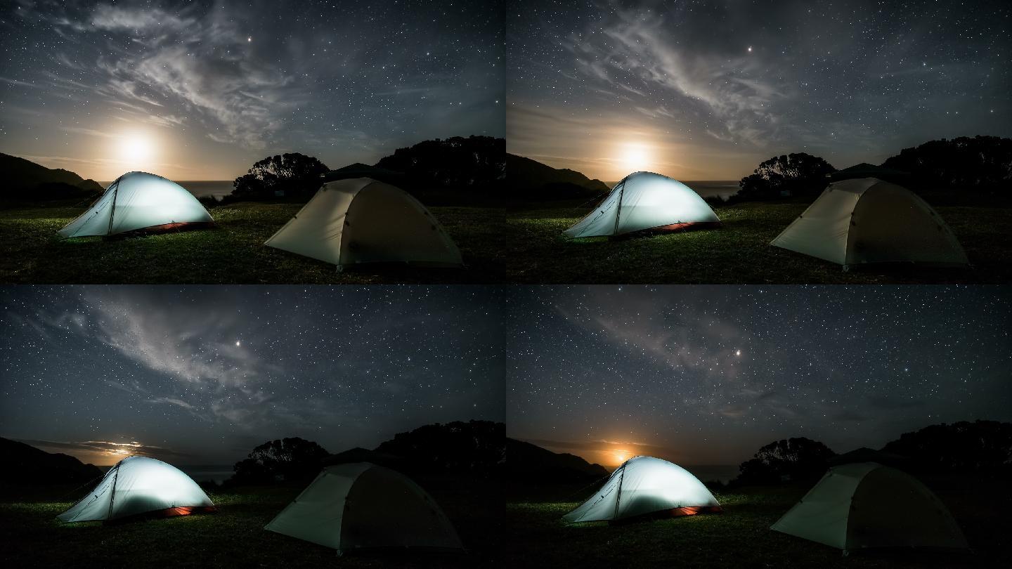 在星空下的帐篷里露营