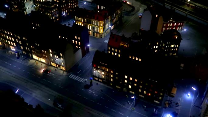 夜间窗口缩放-小城镇模型