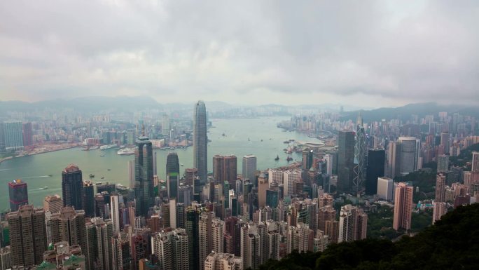 香港地标维多利亚港白天到黑夜延时