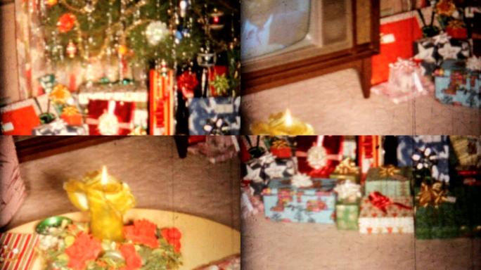 圣诞树蜡烛和礼物历史记忆回忆