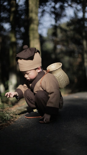 儿童牧童古装汉服国学-竖屏视频素材