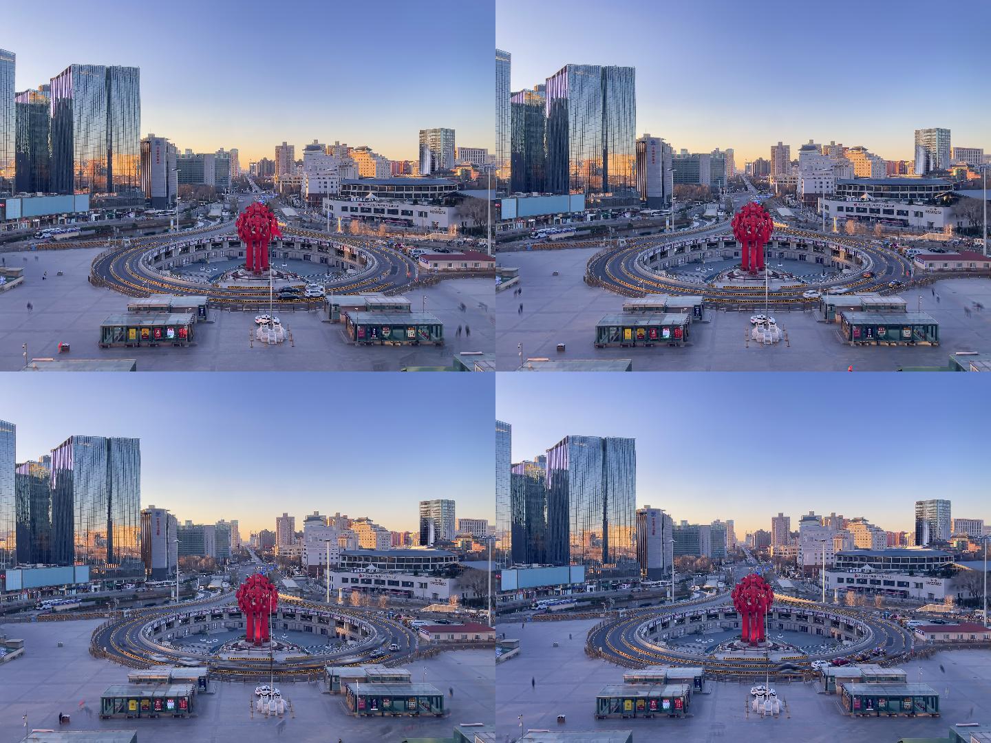 北京西站南广场国风雕塑延时摄影