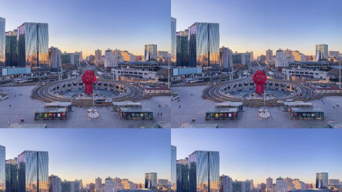 北京西站南广场国风雕塑延时摄影