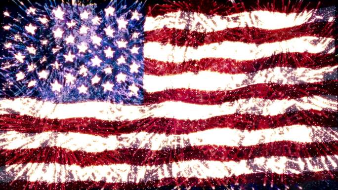 美国烟花旗帜视频素材