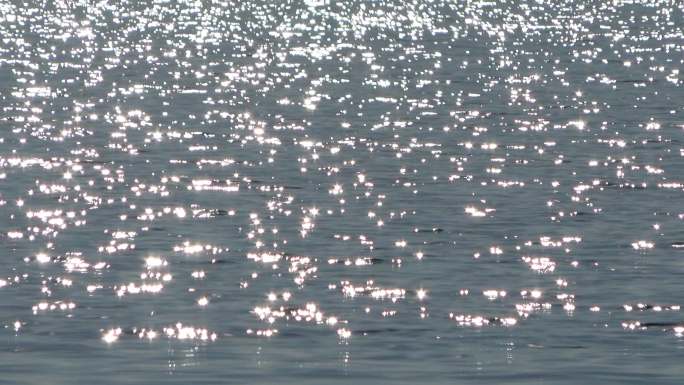 波光粼粼的水水面闪耀阳光反射闪烁耀眼