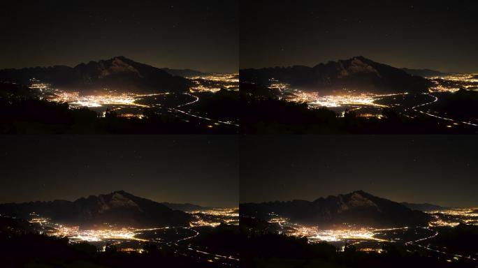 城市夜景全景大景川流不息车水马龙