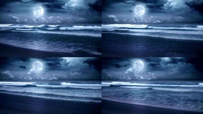 水上的月亮场景背景夜景夜空大海还好