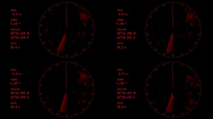 红色雷达屏幕上运行