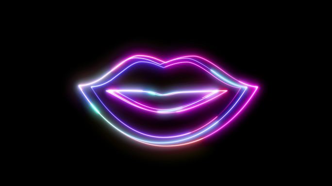 霓虹灯风格女性嘴唇形状的图标。