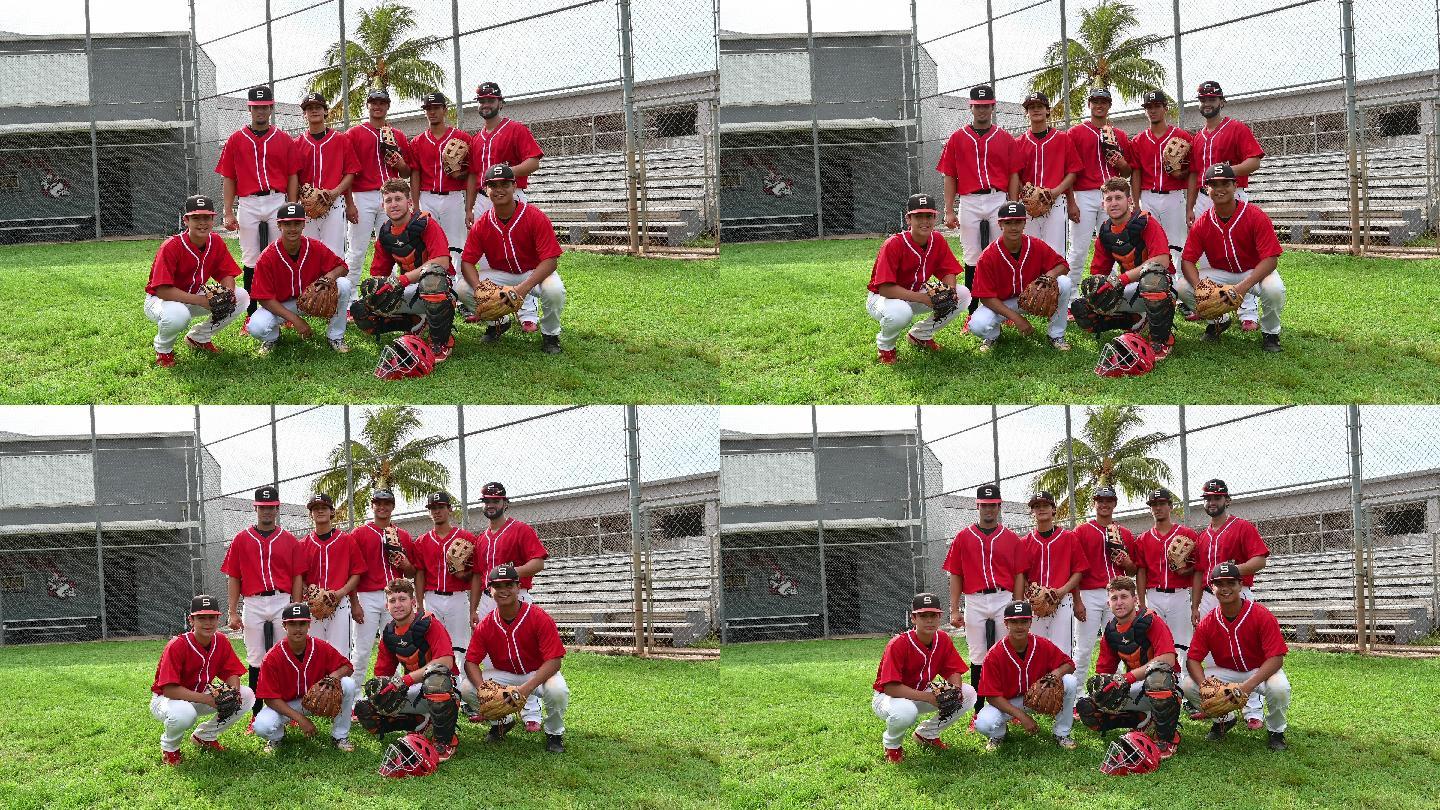 9人棒球队户外肖像