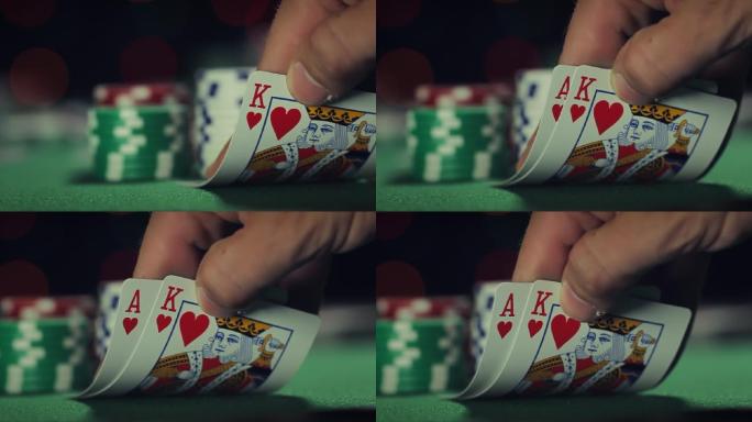 扑克牌赌桌发牌赌博电影画面视频