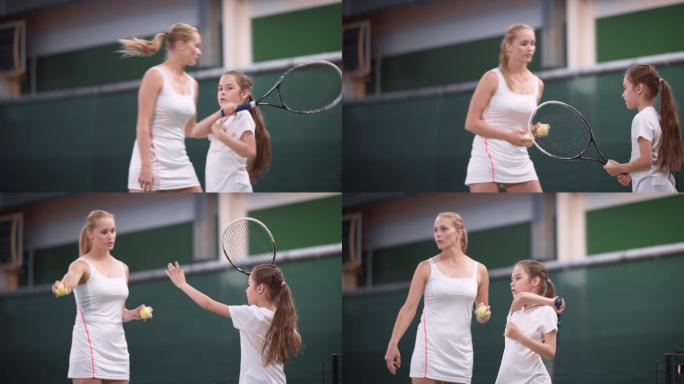 两人在打网球体育课国外操场外国小学