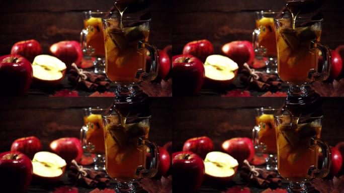 秋天的热苹果酒
