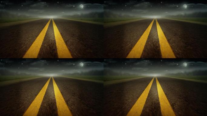 公路-无缝环路夜景汽车行驶第一视角