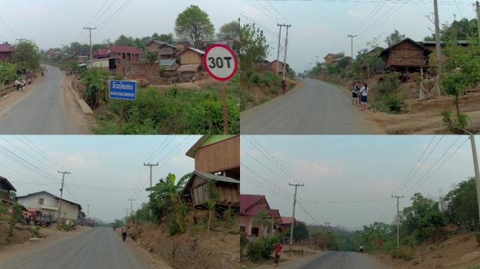 乘车游览老挝的农村