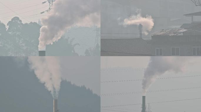 工业烟囱冒烟雾霾空气污染