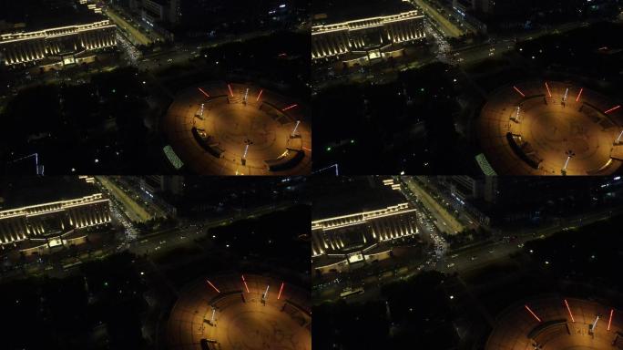 【4K】武汉洪山广场城市车流夜景航拍