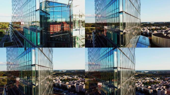 现代玻璃钢建筑的特写镜头