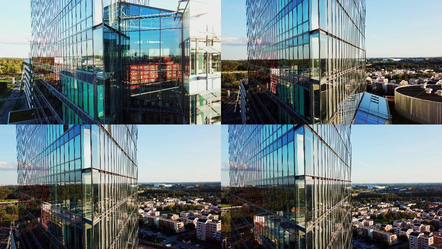 现代玻璃钢建筑的特写镜头