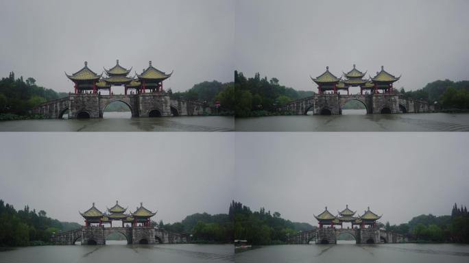 扬州瘦西湖江苏扬州市景区石桥航拍五亭桥