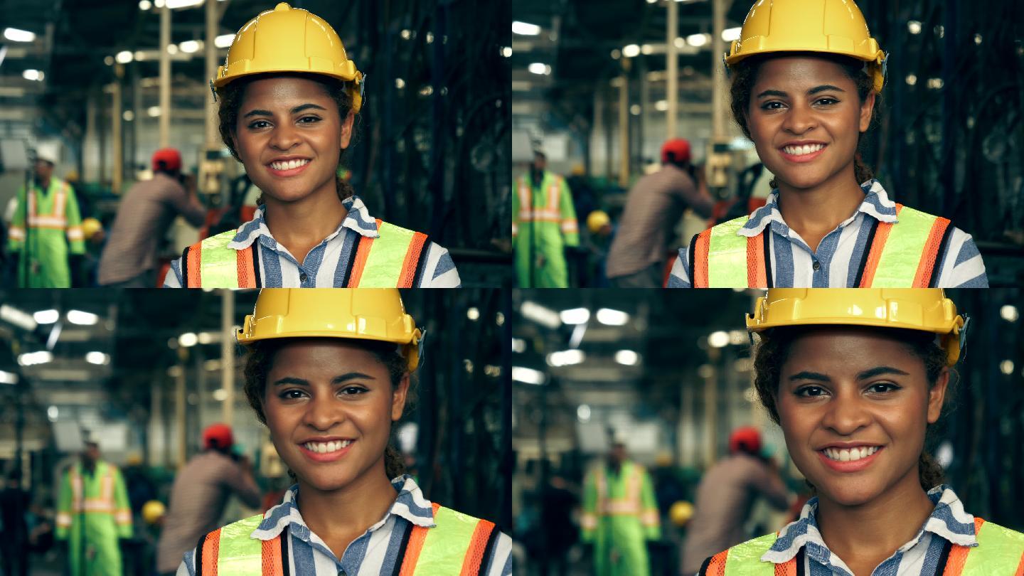 微笑的女工程师笑容笑脸外国人工人职业