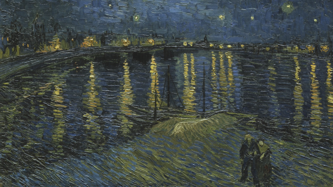 4K名画展示——《罗纳河上的星夜》