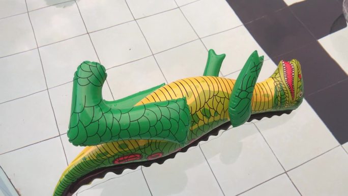 漂浮的玩具恐龙