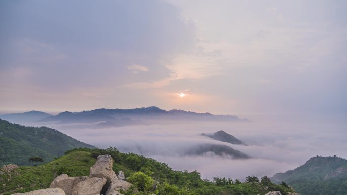 青岛崂山区风光延时平流雾4K