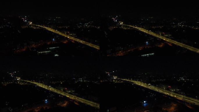 【4K】城市夜景高架车流航拍