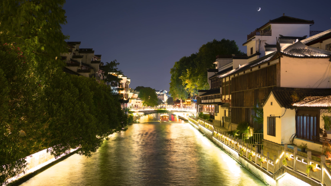 夫子庙景区日转夜相机延时素材4K