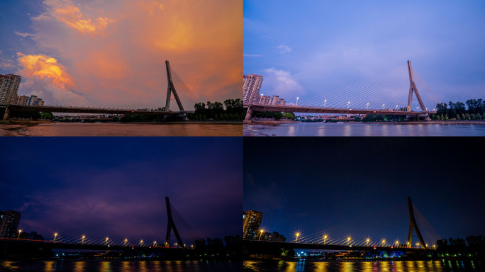 三县洲大桥日转夜延时摄影