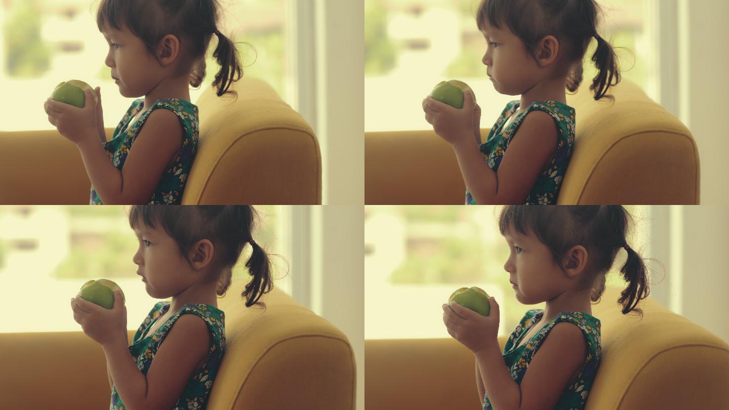 吃苹果的女孩小姑娘小丫头小孩子