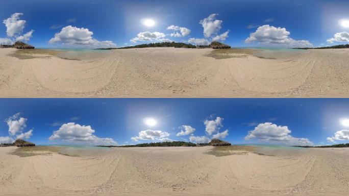 冲绳美丽的海滩蓝天白云唯美空镜4K素材