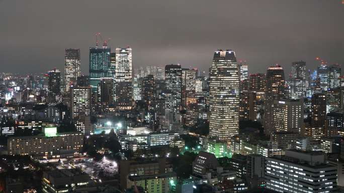 日本东京城夜景延时灯光秀大都市中心