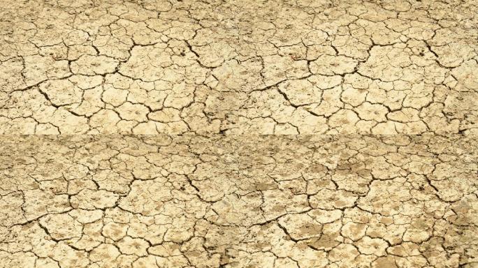 雨滴落在裂开的土地上。