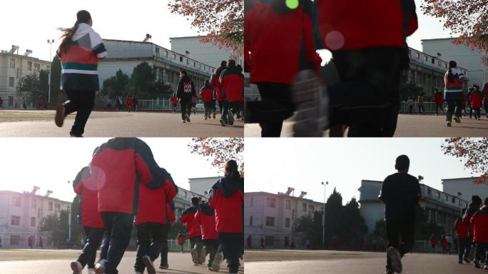 学校操场学生奔跑