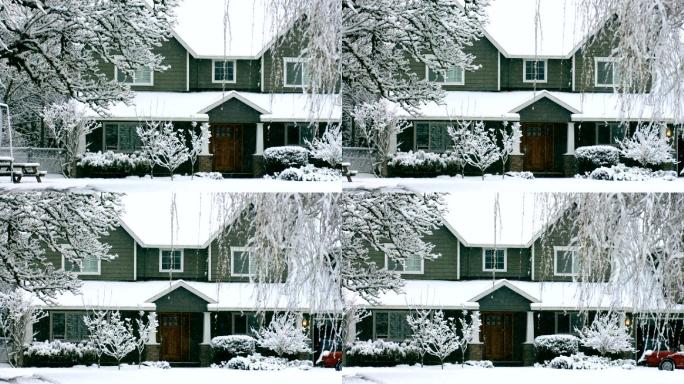 冬天的家，下雪银装素裹