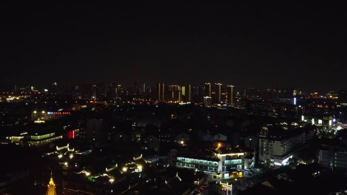 航拍无锡市中心夜景