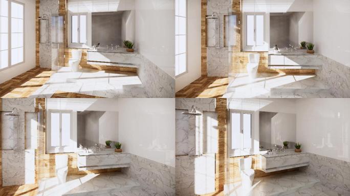 禅宗设计浴室瓷砖墙壁和地板