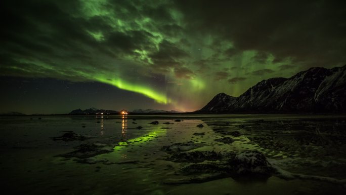 挪威的北极光延时风景