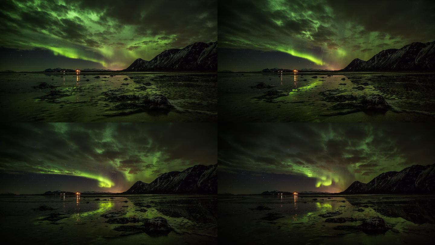 挪威的北极光延时风景