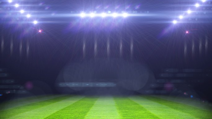 体育场灯效开灯射灯足球踢球空镜头三维动画