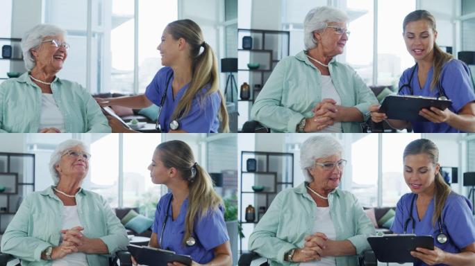 护士与老年患者交谈