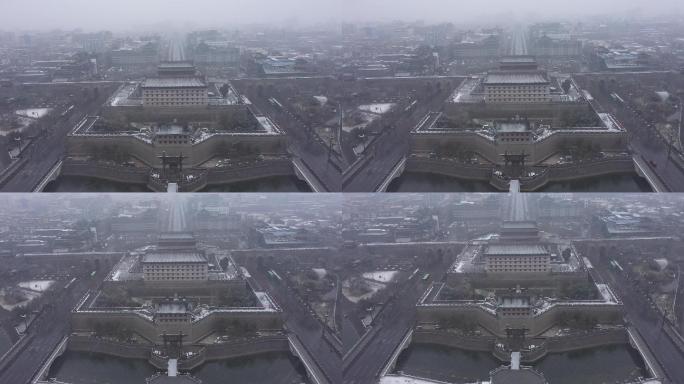 西安城墙下雪